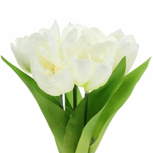 Floristik24 Lente decoratie tulpen in een bos wit 26,5cm 5st