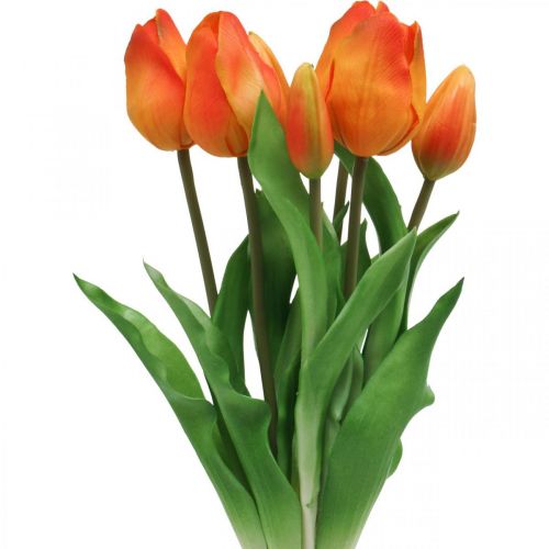 Floristik24 Kunsttulp oranje kunstbloemboeket 38cm 7st