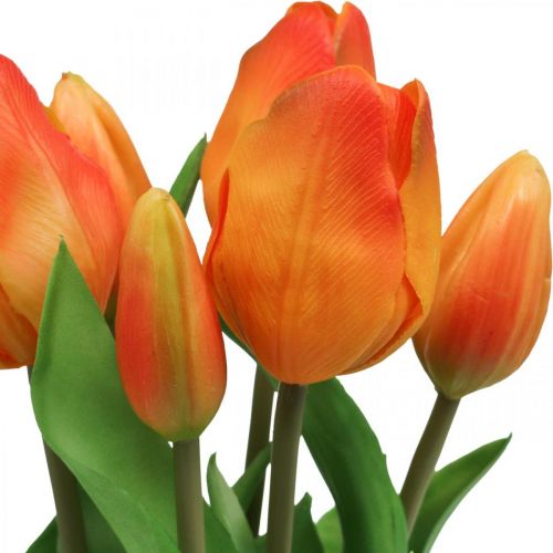 Floristik24 Kunsttulp oranje kunstbloemboeket 38cm 7st
