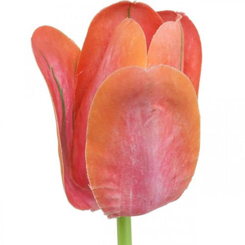 Artikel Kunstbloem Tulp rood, oranje Kunstlentebloem H67cm