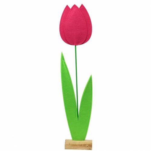 Floristik24 Gigantische vilten bloem tulp groen, roze 19.5cm x 24cm H88cm etalagedecoratie