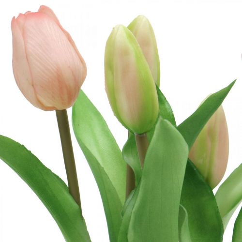 Artikel Tulp roze, groen in pot Kunstpotplant decoratieve tulp H23cm