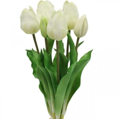 onder Koopje weduwnaar Floristik24.nl Kunst Tulpen Wit Creme Real Touch 38cm 7st - goedkoop online  kopen