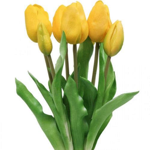 Floristik24 Tulp kunstbloem geel real touch lentedecoratie 38cm boeket van 7 stuks