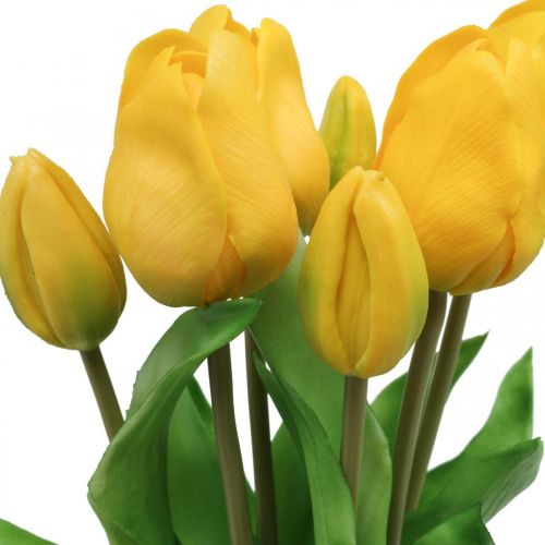 Artikel Tulp kunstbloem geel real touch lentedecoratie 38cm boeket van 7 stuks