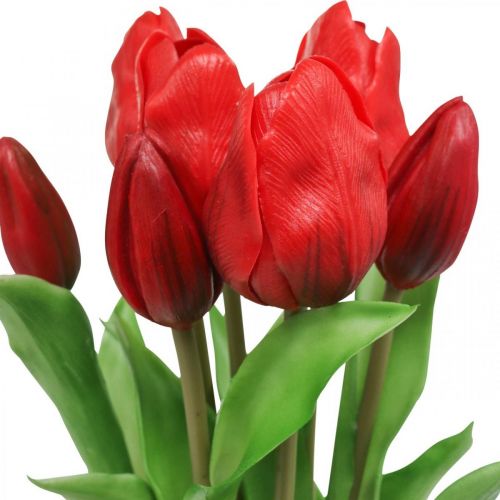 Artikel Tulp rode kunstbloem tulp decoratie Real Touch 38cm bundel van 7 stuks