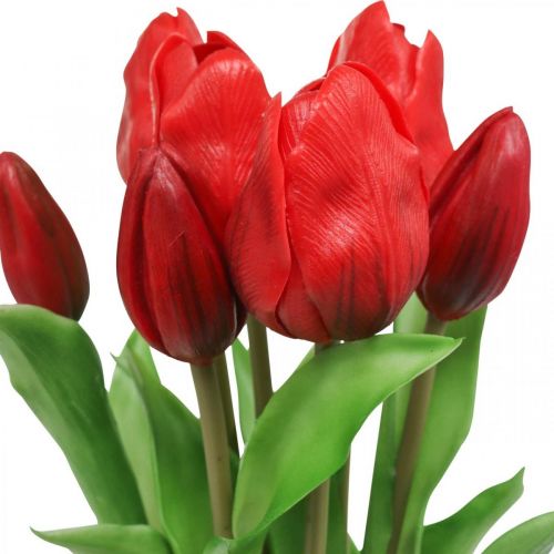 Floristik24 Tulp rode kunstbloem tulp decoratie Real Touch 38cm bundel van 7 stuks