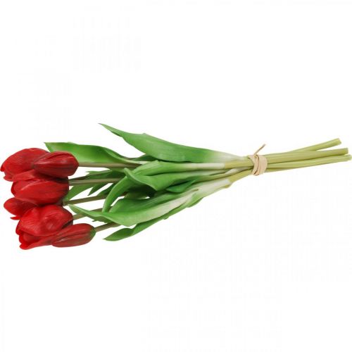 Floristik24 Tulp rode kunstbloem tulp decoratie Real Touch 38cm bundel van 7 stuks