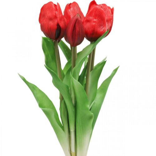 Floristik24 Tulp rode kunstbloem tulp decoratie Real Touch 38cm bundel van 7 stuks