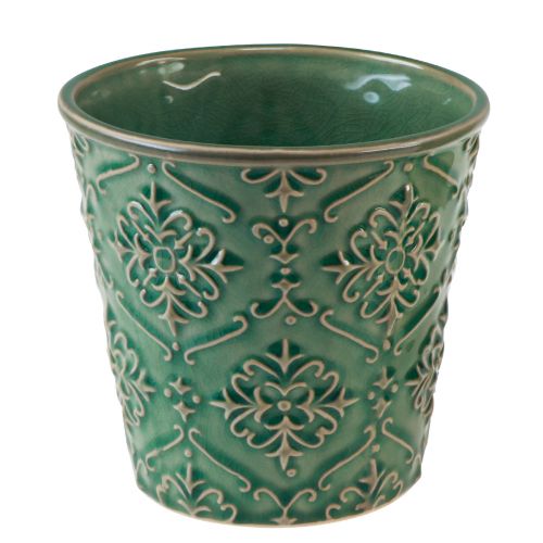 Floristik24 Plantenbak keramiek craquelé glazuur groen Ø10cm H13cm 2st