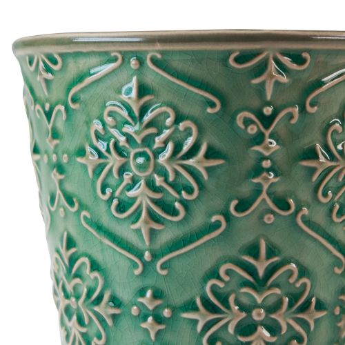 Artikel Plantenbak keramiek craquelé glazuur groen Ø10cm H13cm 2st