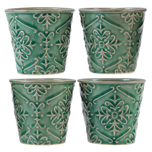Floristik24 Plantenbak keramiek craquelé glazuur groen Ø7cm H8cm 4 st
