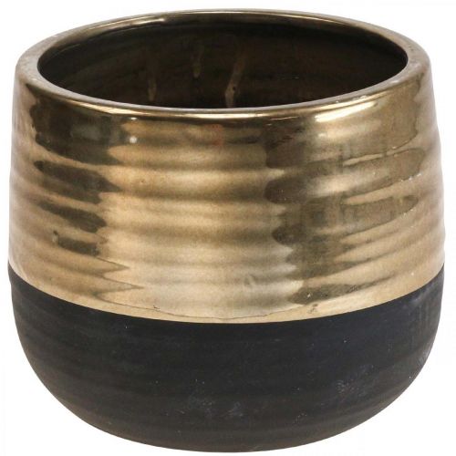 Floristik24 Plantenbak Keramiek Zwart Goud Bloempot Ø20.5cm H18cm