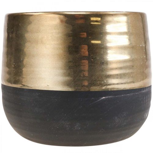 Floristik24 Plantenbak Keramiek Zwart Goud Bloempot Ø20.5cm H18cm
