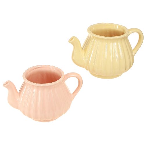 Artikel Plantenbak keramiek decoratieve theepot oranje geel 19,5×13,5×11cm 2 st