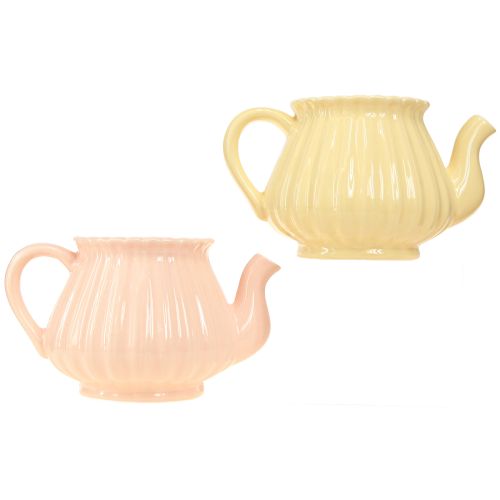 Artikel Plantenbak keramiek decoratieve theepot oranje geel 19,5×13,5×11cm 2 st