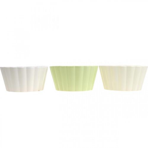 Floristik24 Plantenbak, keramiek, decoratieve plantenbak, rond, golfpatroon, Ø16cm 3st