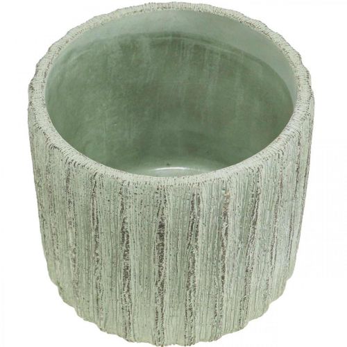 Floristik24 Plantenbak Keramiek Groen Retro Gestreept Ø12.5cm H11.5cm