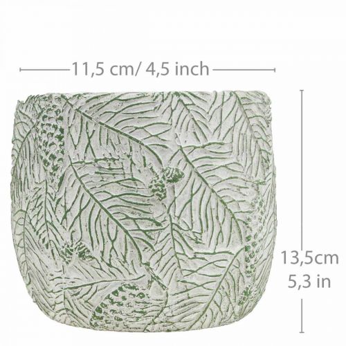 Artikel Plantenbak keramiek groen wit grijs dennentakken Ø13.5cm H13.5cm