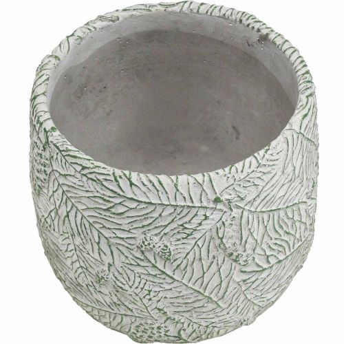Artikel Plantenbak keramiek groen wit grijs dennentakken Ø12.5cm H12cm