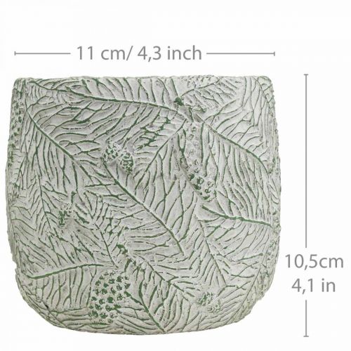 Artikel Plantenbak keramiek groen wit grijs dennentakken Ø12.5cm H12cm