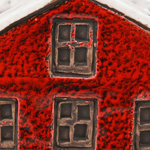 Artikel Plantenbak keramiek huis Advent rood en wit 10×10×12cm