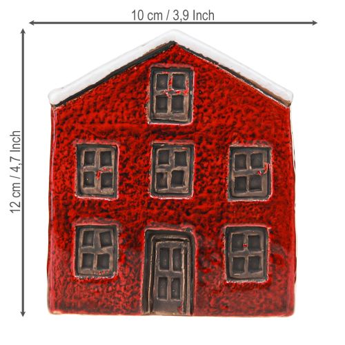 Artikel Plantenbak keramiek huis Advent rood en wit 10×10×12cm