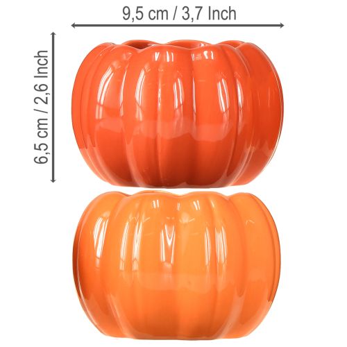 Artikel Plantenbak keramiek pompoen plantenpot oranje Ø9,5cm H6,5cm 4 stuks