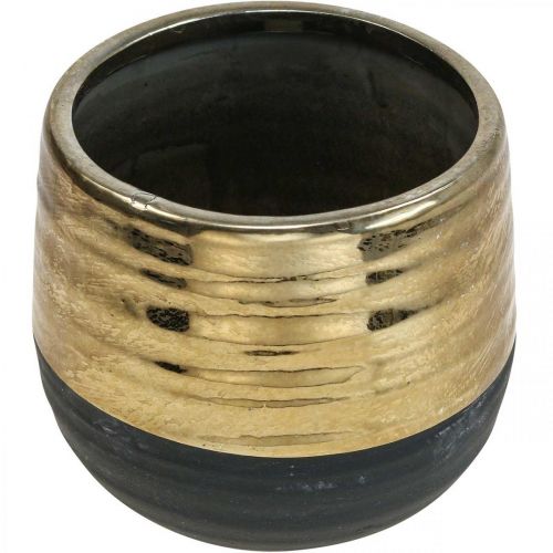 Floristik24 Bloempot Keramiek Zwart Goud Ø13cm H12.5cm