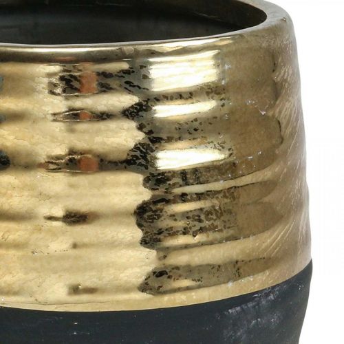 Floristik24 Bloempot Keramiek Zwart Goud Ø13cm H12.5cm