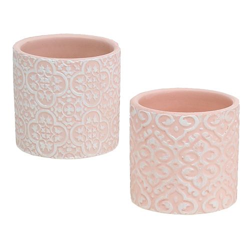 Floristik24 Planter met patroon roze Ø7cm H6.5cm 12st