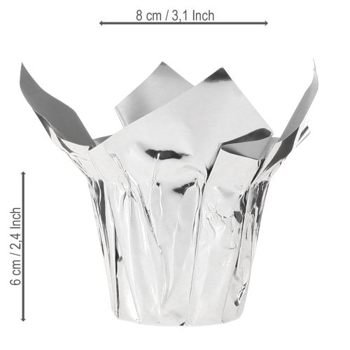 Artikel Plantenbak zilver glans geschenkverpakking Ø5,5cm H6cm 8 stuks