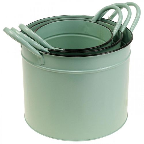 Floristik24 Plantenbak vintage plantenpot blikken emmer met handvat set van 3