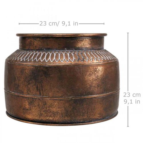 Floristik24 Plantenbak grote metalen koperen reliëf decoratieve plantenbak Ø31.5cm H23cm