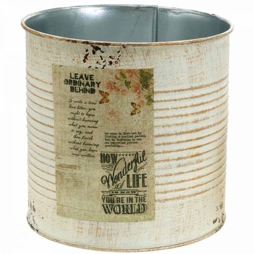 Artikel Plantenbak decoratief creme metalen blik Ø15.5cm H15cm