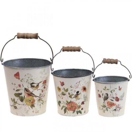 Plantenbak metaal met handvat Ø14/11,5/9,5cm set van 3