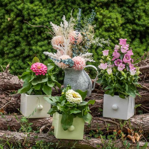 Artikel Plantenbak van keramiek, lade voor beplanting, vierkant, 12×10,5×9,5cm 3 stuks