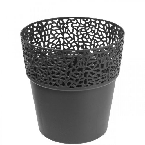 Floristik24 Plantenbak kunststof bloempot antraciet Ø13cm H13,5cm