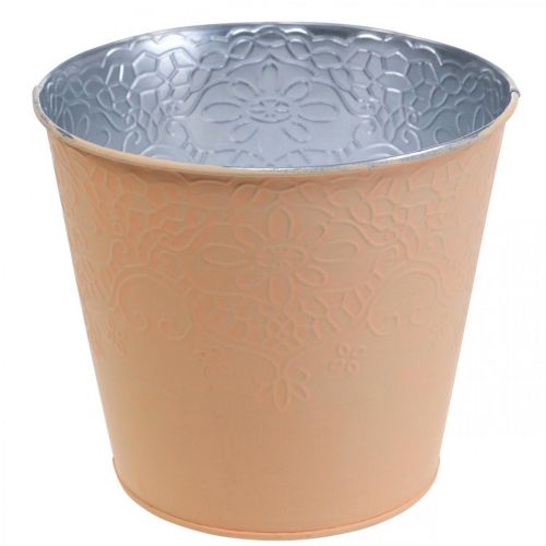 Artikel Plantenbak metalen plantenbak pastel oranje Ø16cm H14cm