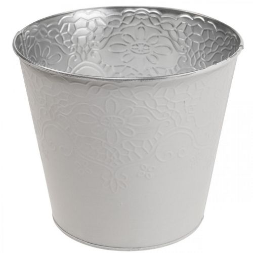 Artikel Plantenbak metalen plantenbak pastel wit Ø16cm H14cm
