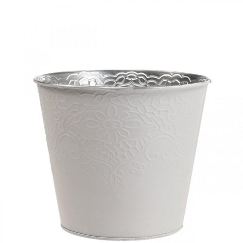 Bloempot metaal bloempot pastel wit Ø12cm