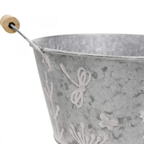 Floristik24 Plantenbak metalen sierschaal bloemen handvat Ø24,5cm H10cm