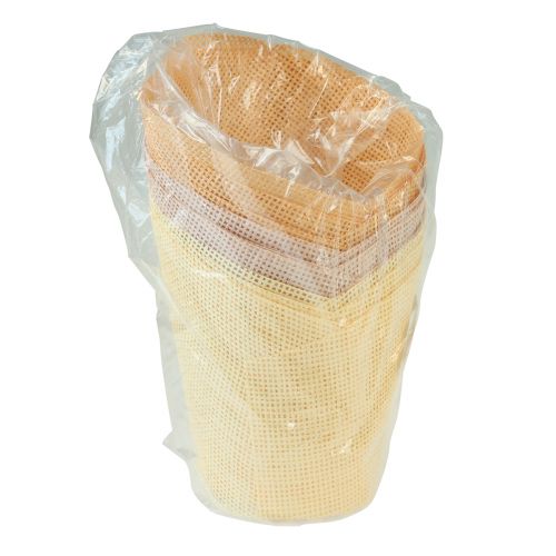 Artikel Plantenbakpapier geweven vanille, oranje, roze Ø7cm H13cm 12 st