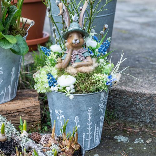 Floristik24 Plantenbak plantenbak vintage decoratieve metalen emmer Ø14cm H13cm
