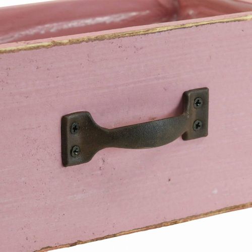 Floristik24 Plantenlade houten plantenbak roze 25×13×9cm