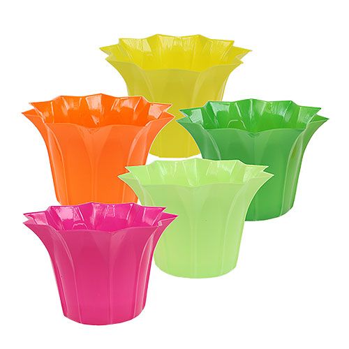 Kunststof plantenbak, kleurrijk assorti. Ø12cm 10 stuks