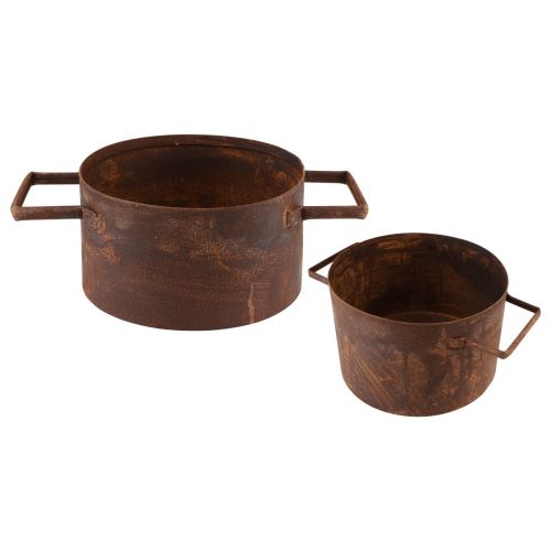 Floristik24 Plantenbak roest metalen plantenpot Ø19,5cm/26cm set van 2