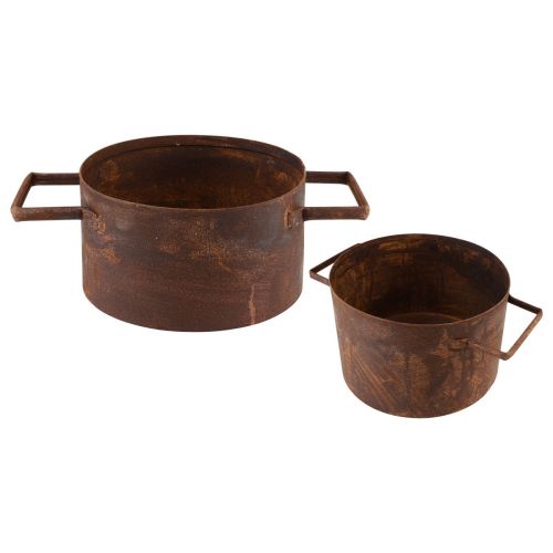 Plantenbak roest metalen plantenpot Ø19,5cm/26cm set van 2