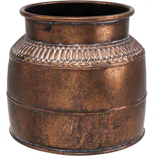 Floristik24 Plantenbak grote metalen koperen reliëf decoratieve plantenbak Ø22cm H21cm