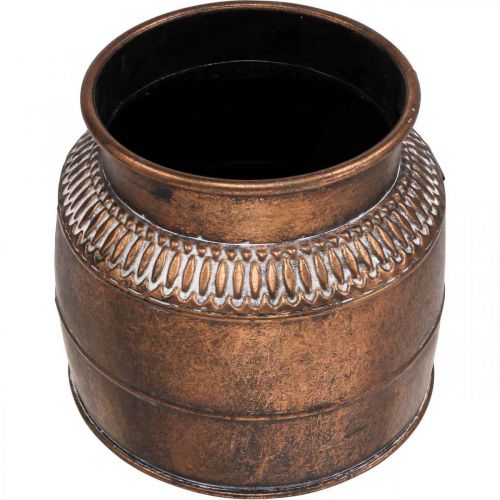 Floristik24 Plantenbak grote metalen koperen reliëf decoratieve plantenbak Ø22cm H21cm